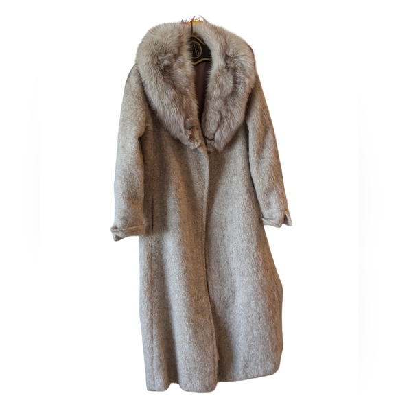 Sabrina coat Corporation Wool And Fur Long Coat Size 12 - Picture 1 of 7